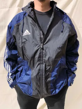 Adidas Hooded Windbreaker Jacket Navy (M)