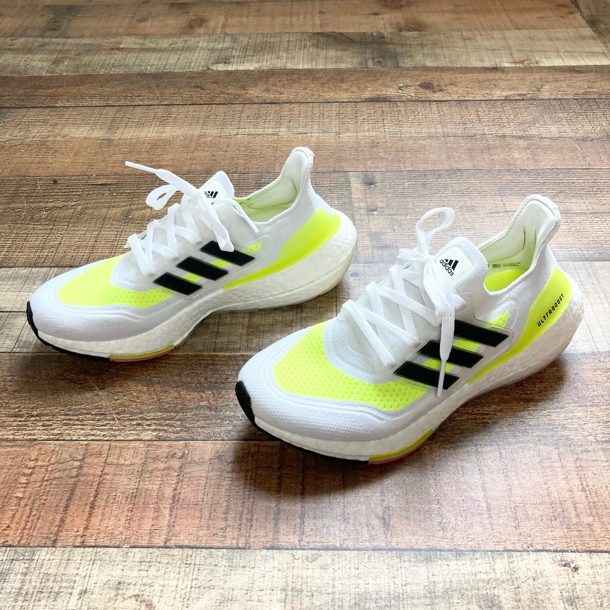 Adidas Ultra Boost White/Neon/Black Sneakers- Size 7.5