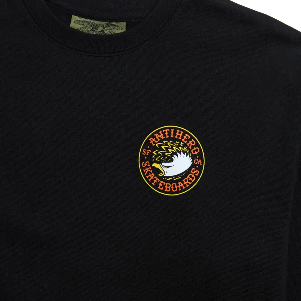 Anti-Hero Eagle Round Pullover Crewneck Sweatshirt - Black/Orange/Yellow