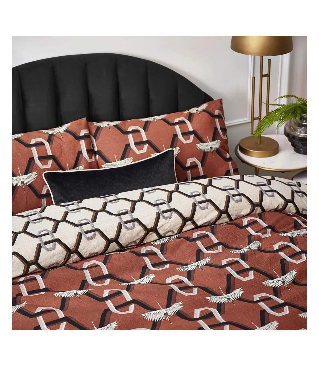 Avalon geometric duvet cover set brick Furn