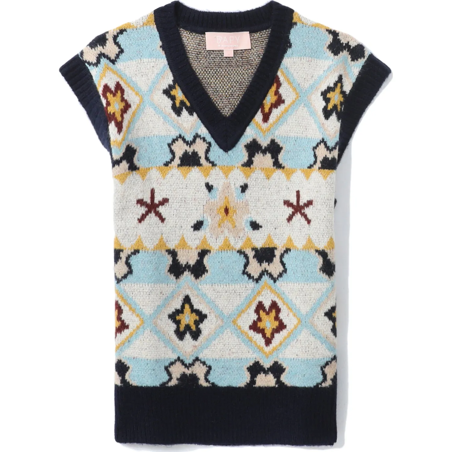 BAPY INTARSIA KNIT VEST LADIES