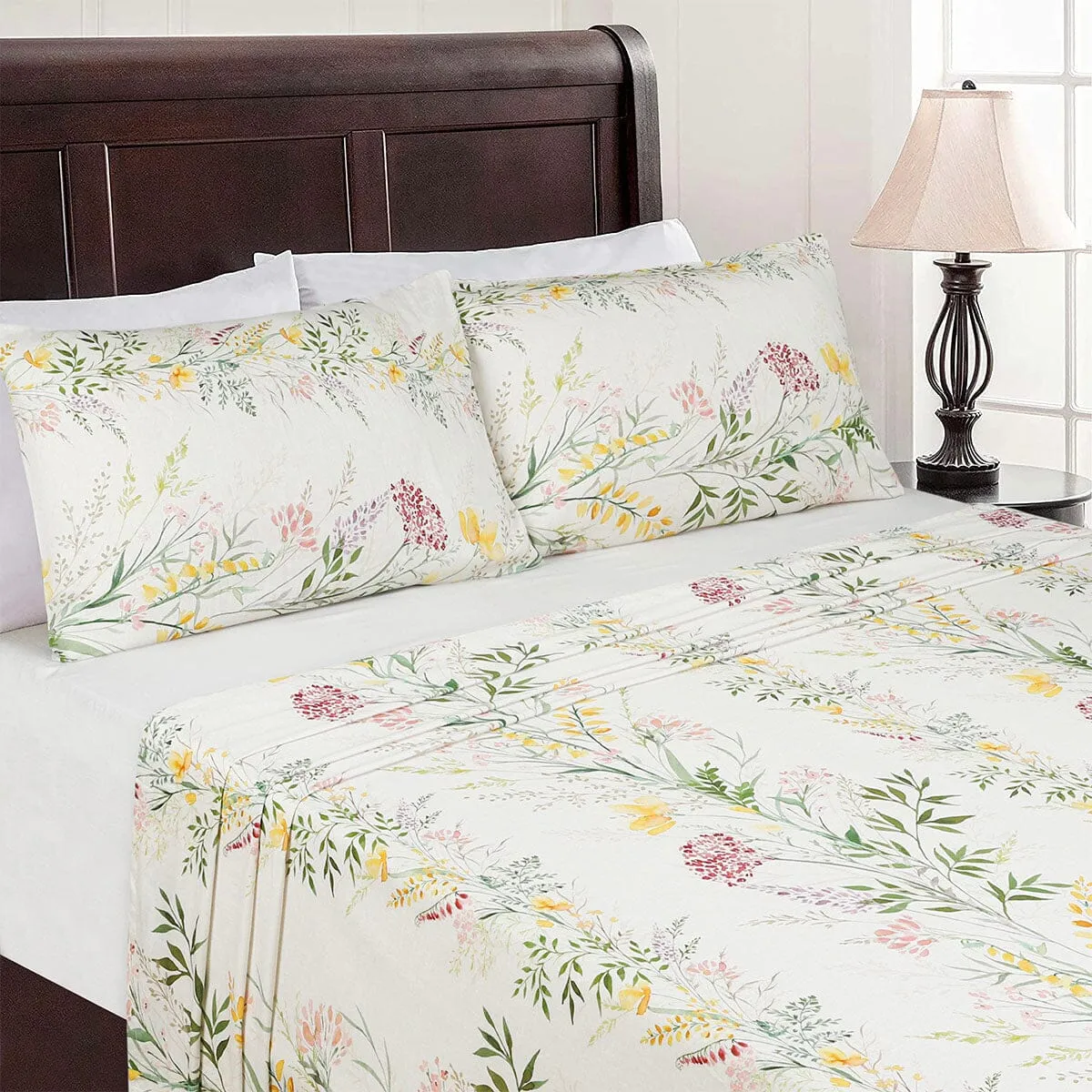 BED SHEET GREEN FLORAL-KING