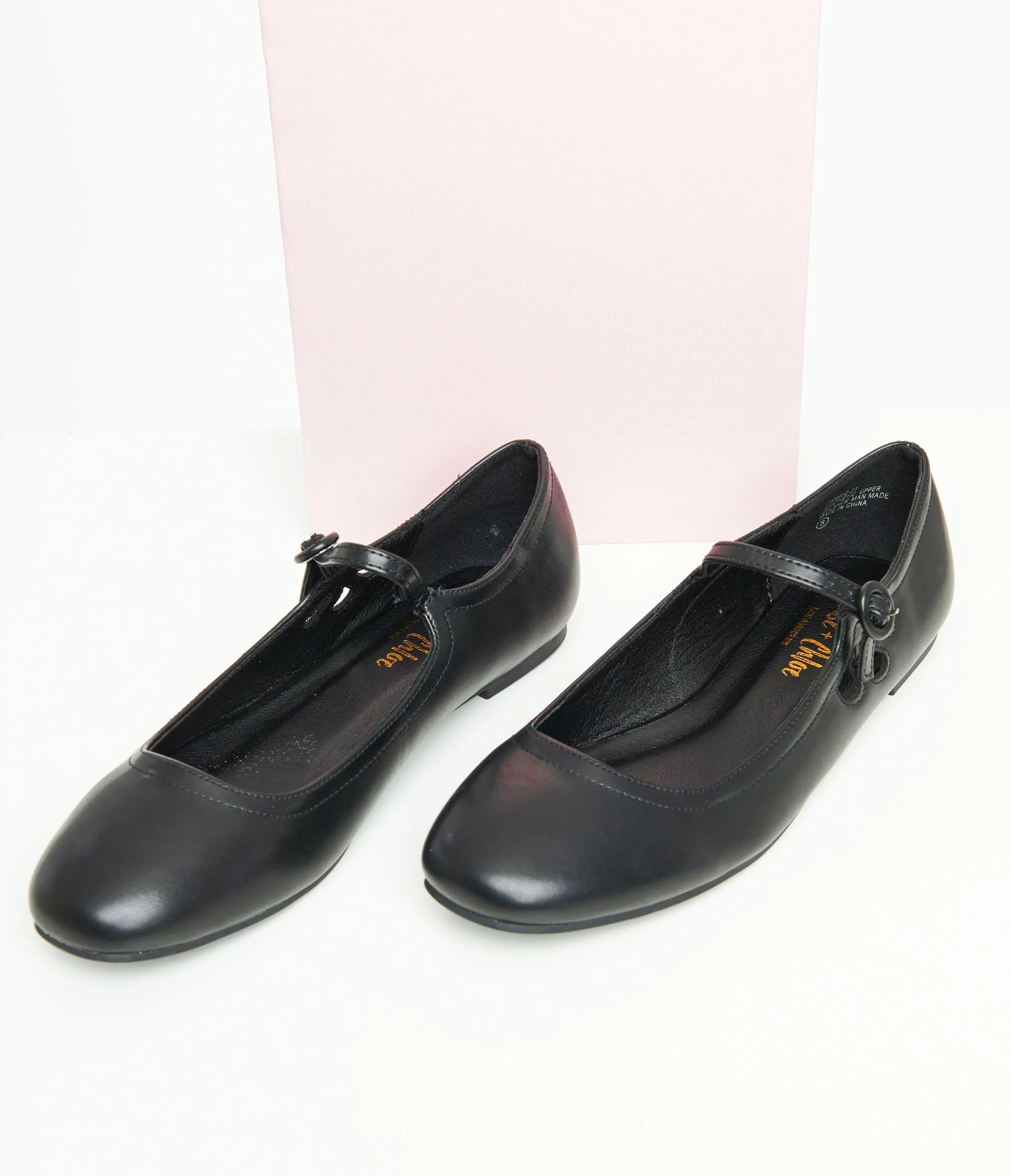 Black Leatherette Mary Jane Flats