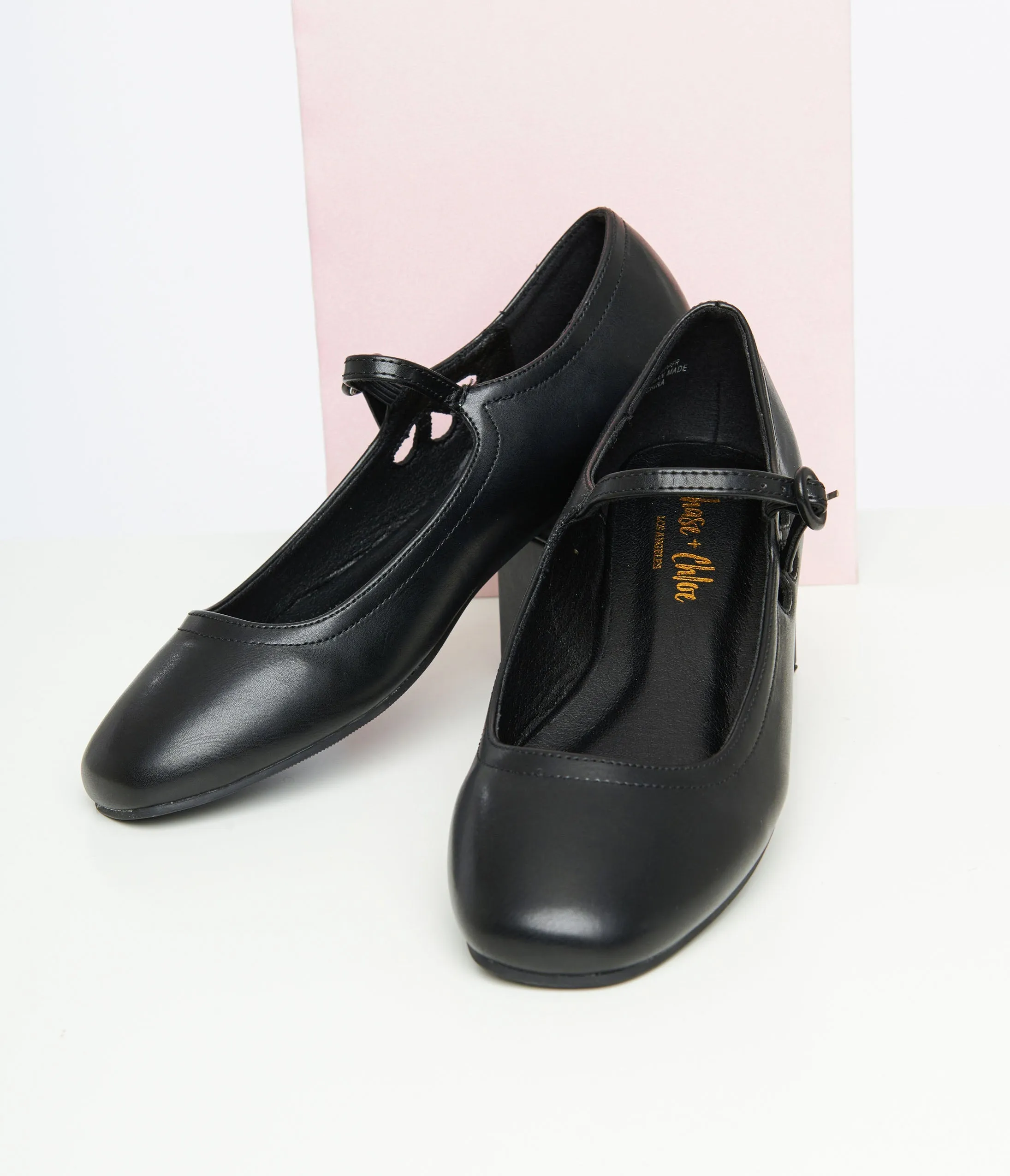 Black Leatherette Mary Jane Flats