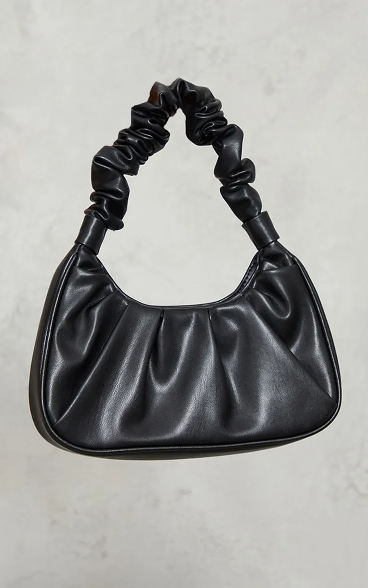 Black Ruched Handle Shoulder Bag