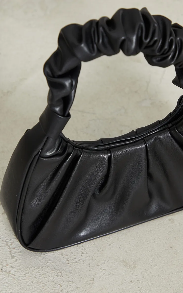 Black Ruched Handle Shoulder Bag