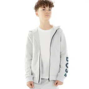 BOSS Boys Zip Through Hoodie Chine Grey