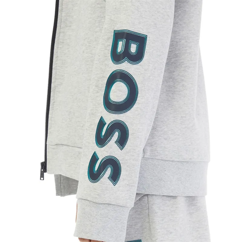 BOSS Boys Zip Through Hoodie Chine Grey