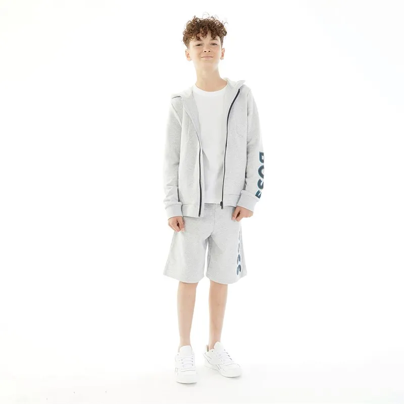 BOSS Boys Zip Through Hoodie Chine Grey