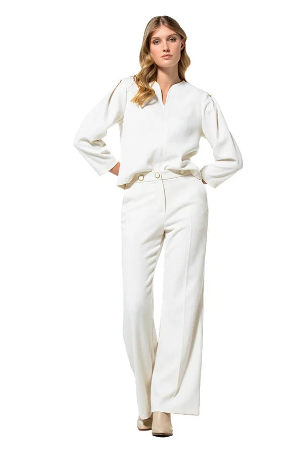 Caroline Biss BUTTON DETAIL WHITE TROUSERS