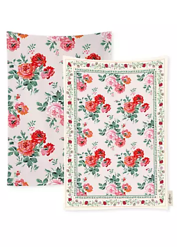 Cath Kidston Archive Rose Set of 2 100% Cotton Tea Towels | Kaleidoscope