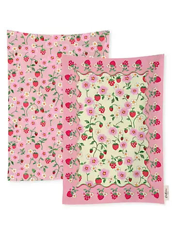 Cath Kidston Strawberry Set of 2 100% Cotton Tea Towels | Kaleidoscope