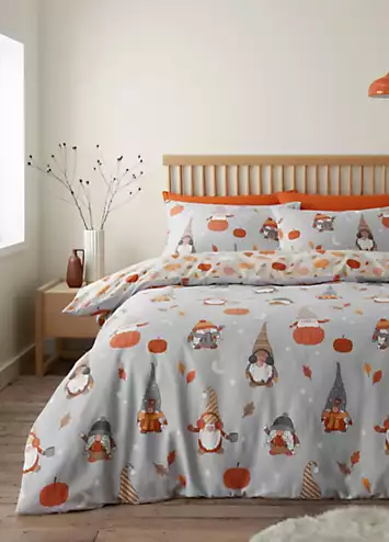 Catherine Lansfield Autumn Gonks Brushed Cotton Grey Duvet Cover Set | Kaleidoscope