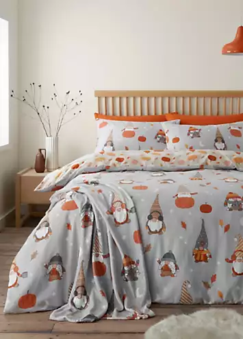 Catherine Lansfield Autumn Gonks Brushed Cotton Grey Duvet Cover Set | Kaleidoscope