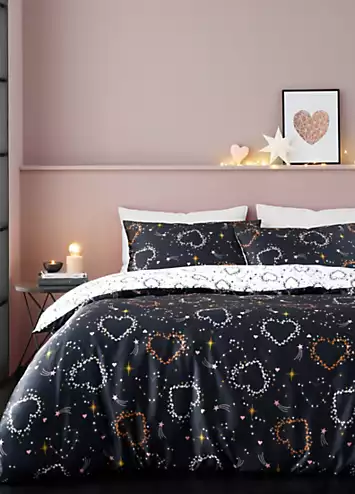 Catherine Lansfield Cosmic Hearts and Stars Reversible Duvet Cover Set | Kaleidoscope