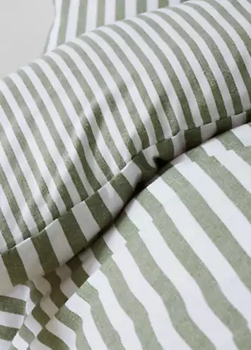 Catherine Lansfield Green Stripe Brushed Cotton Duvet Cover Set | Kaleidoscope