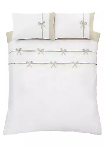 Catherine Lansfield Natural Milo Bow Duvet Cover Set | Kaleidoscope