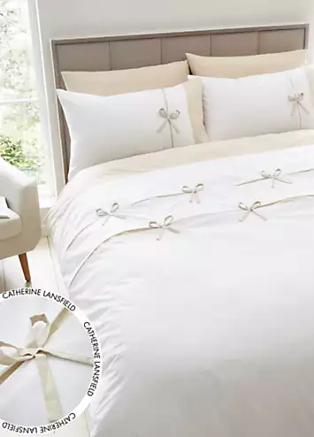 Catherine Lansfield Natural Milo Bow Duvet Cover Set | Kaleidoscope