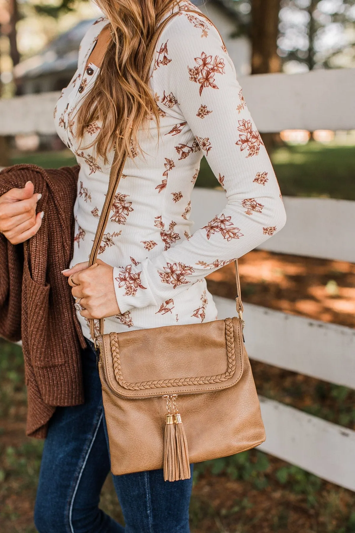 Caught You Staring Crossbody Purse- Brown