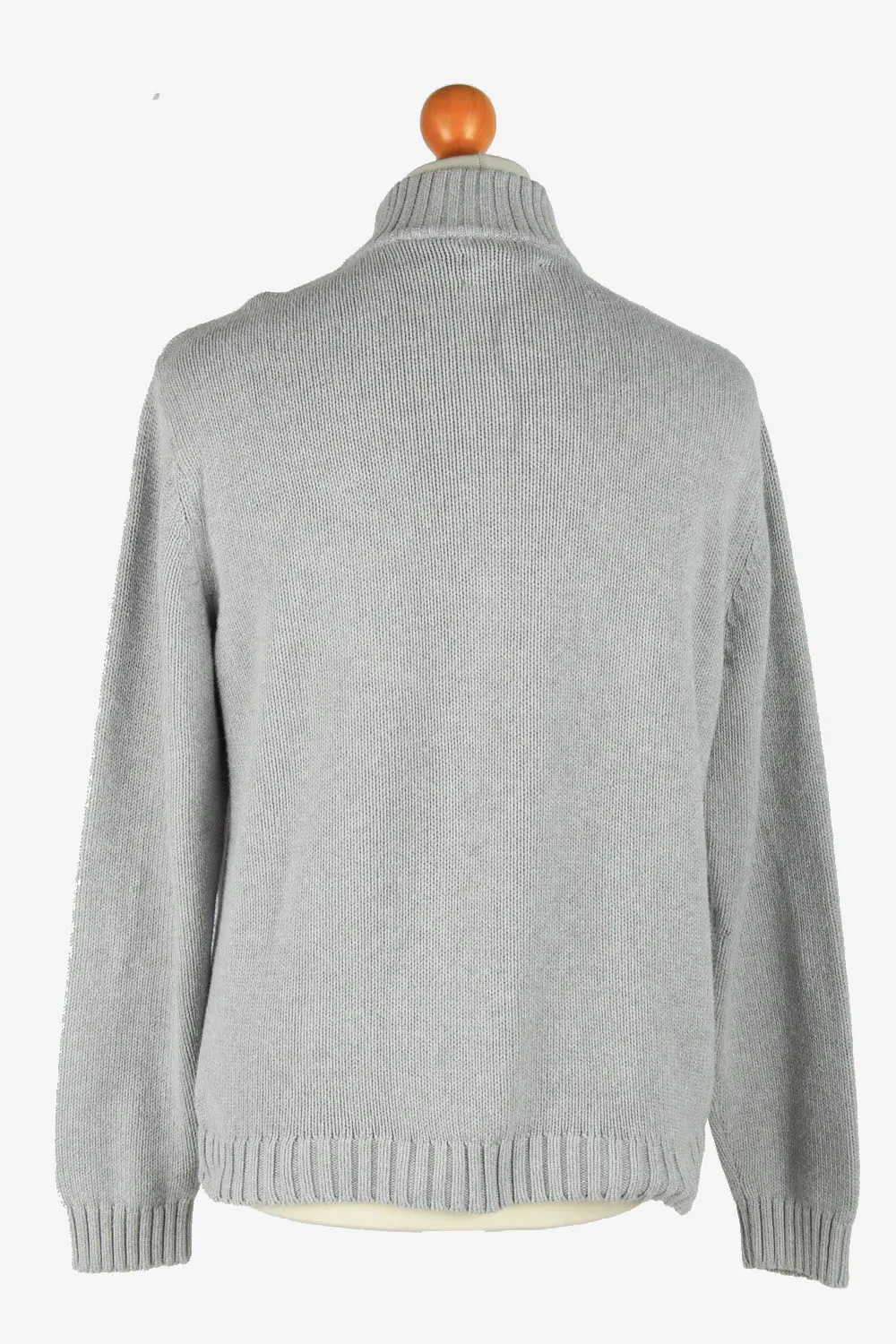 Chaps Zip Neck Jumper Pullover 90s Grey L - Pepper Tree London