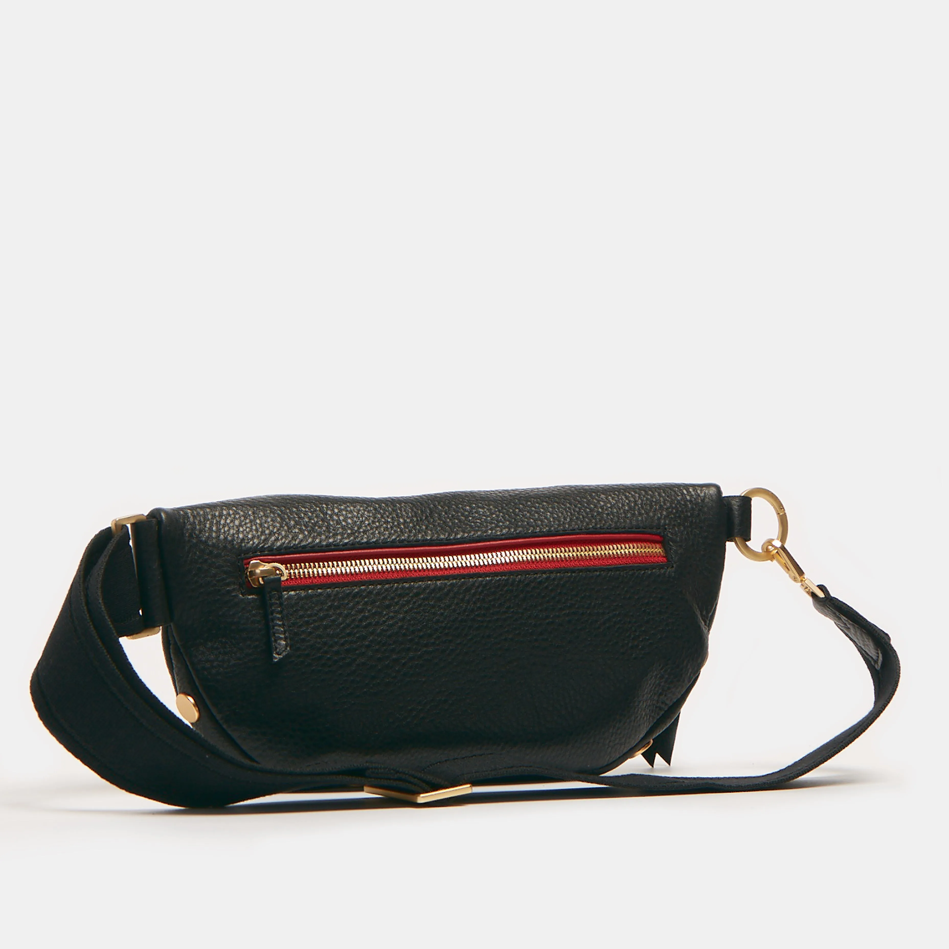 Charles Crossbody | Black/Brushed Gold Red Zip | Med - Short Strap