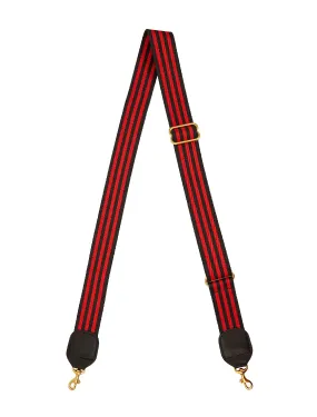     Clare V.   adjustable crossbody strap in black and red mini stripe webbing