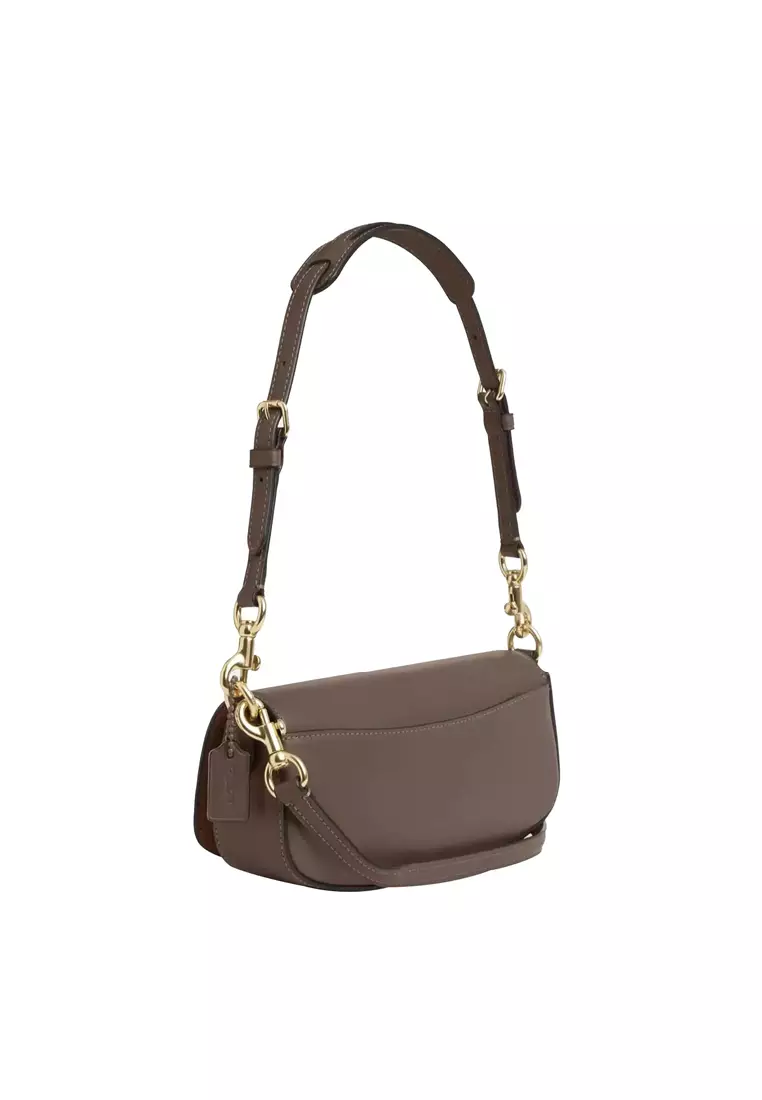 Coach COACH ANDREA Women's Dark Brown Calf Leather Shoulder Crossbody Handbag