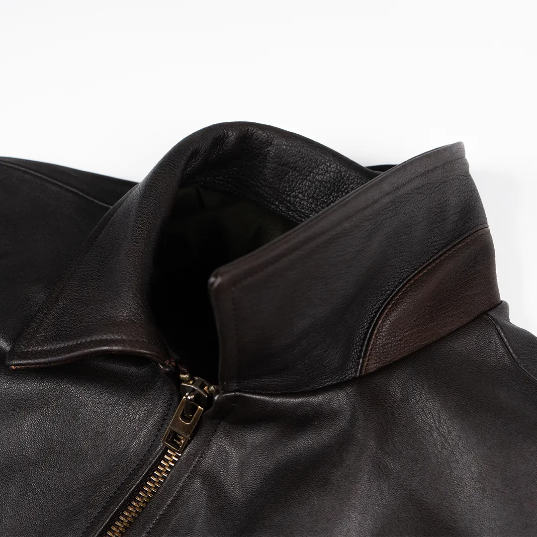 CRAIG MOTO LEATHER JACKET-DARK BROWN