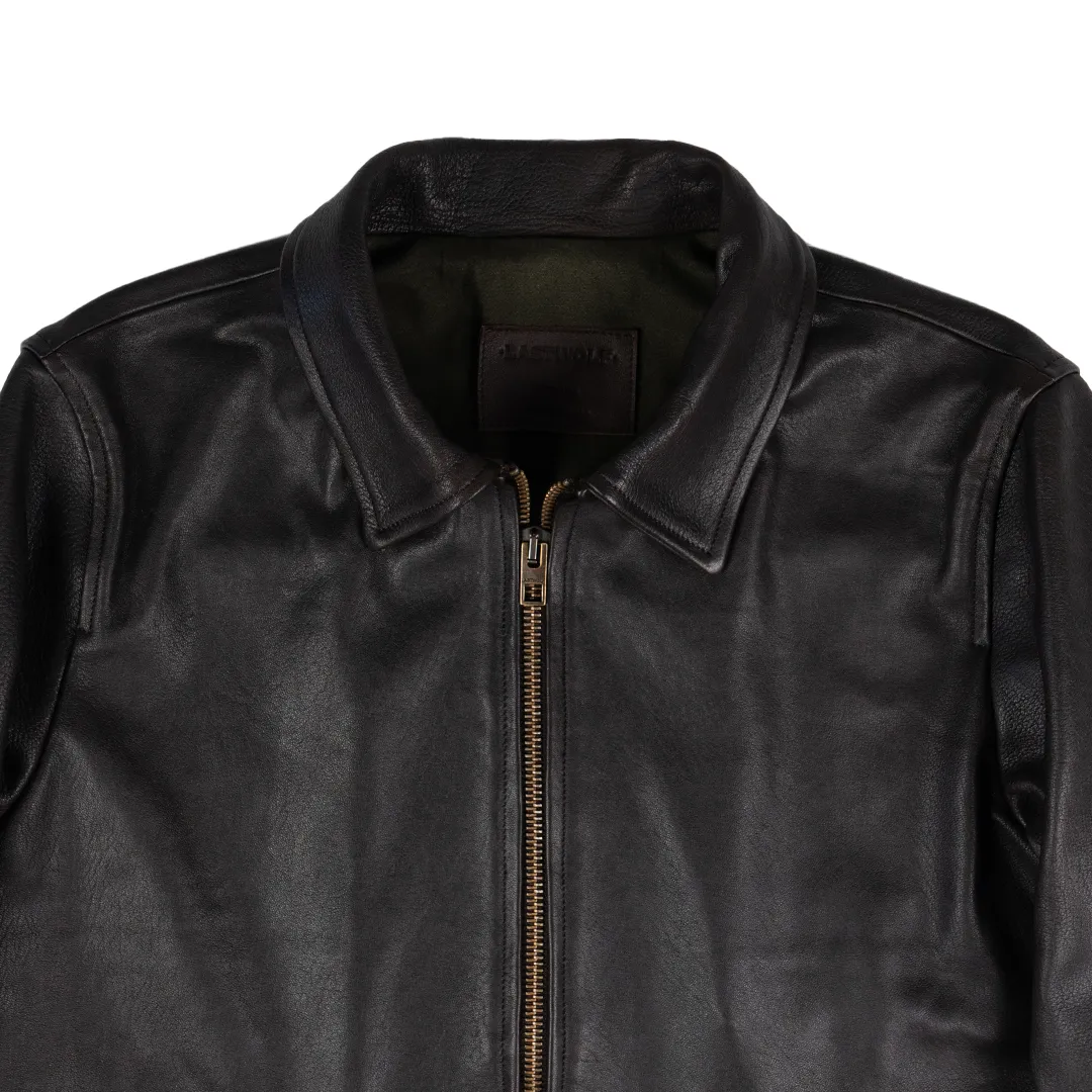 CRAIG MOTO LEATHER JACKET-DARK BROWN