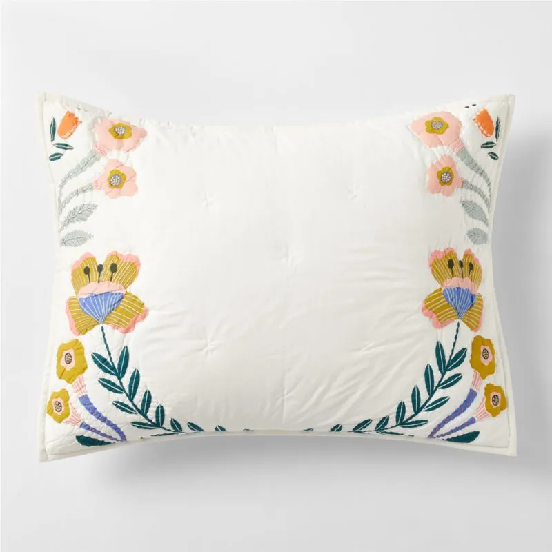 Crate&Barrel Koshi Organic Cotton Floral Kids Pillow Sham