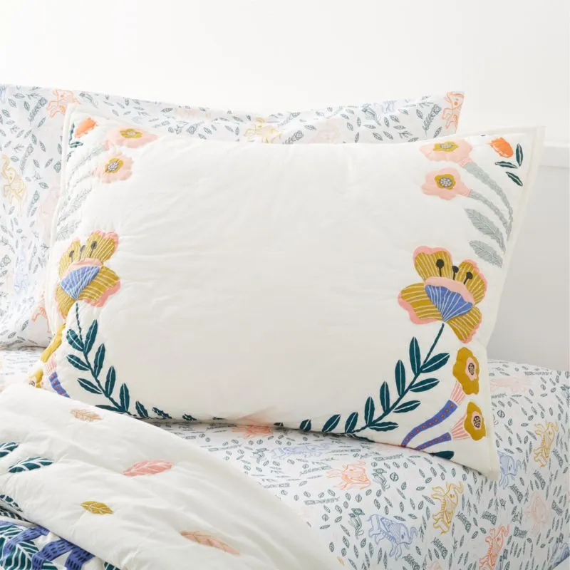 Crate&Barrel Koshi Organic Cotton Floral Kids Pillow Sham