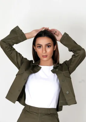 Cropped Jacket - green