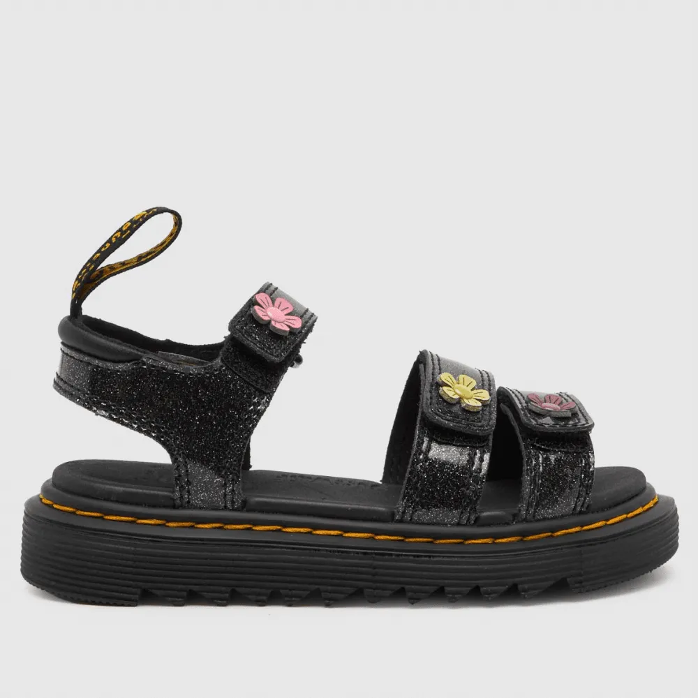 Dr Martens Junior Klaire Coated Glitter Sandals in Black