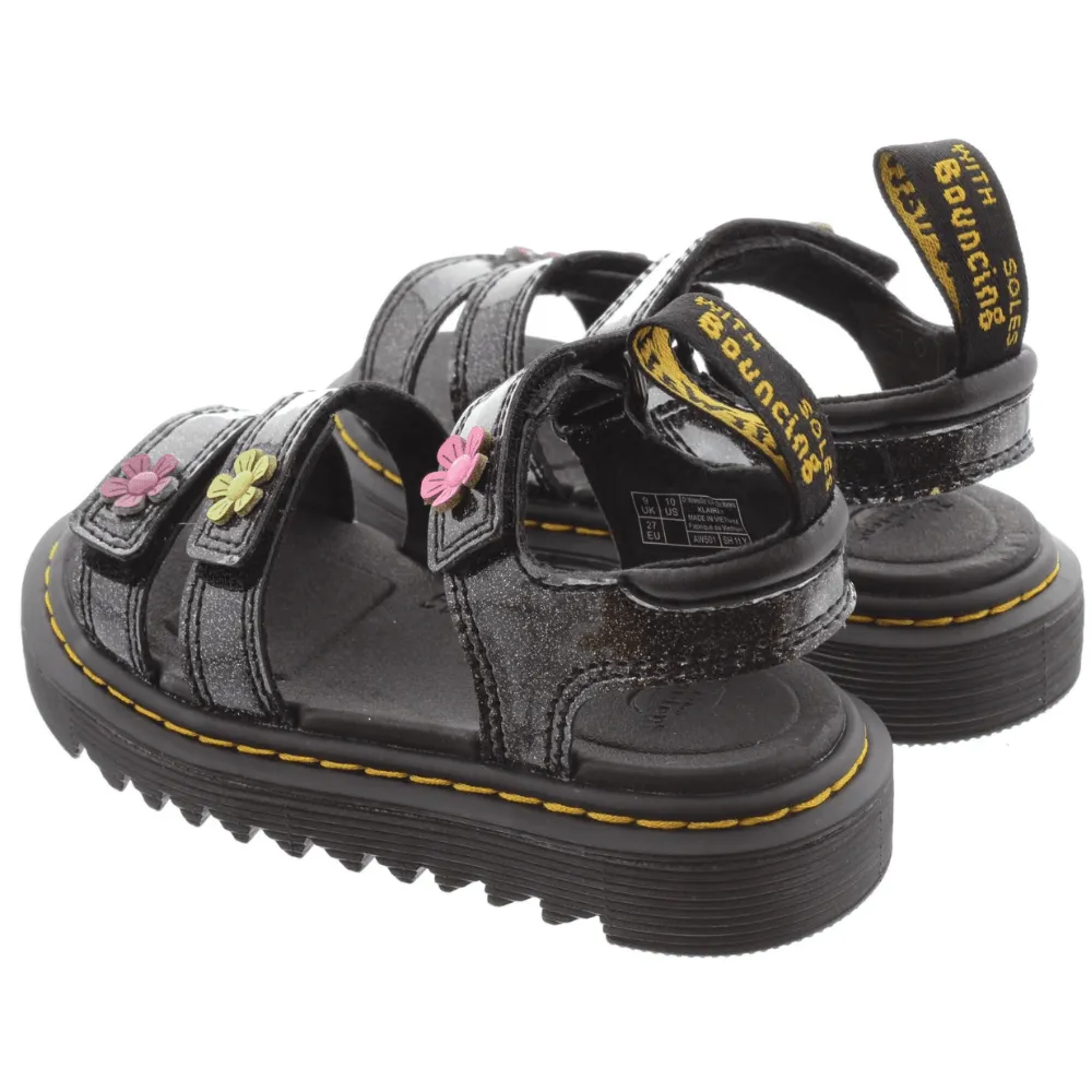 Dr Martens Junior Klaire Coated Glitter Sandals in Black