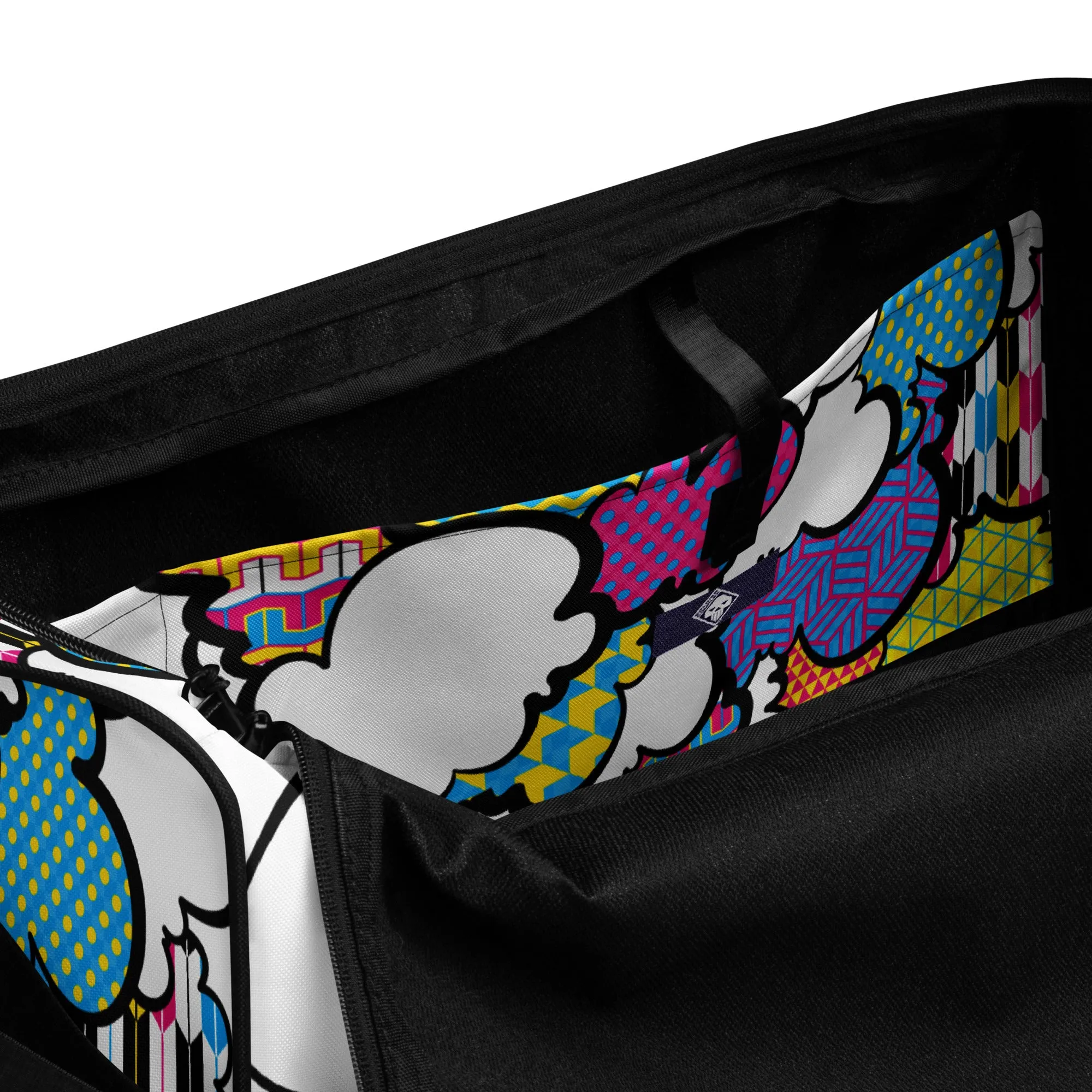 Eye-Catching CMYK Graffiti Clouds Sports Duffle Bag for Gym and Travel