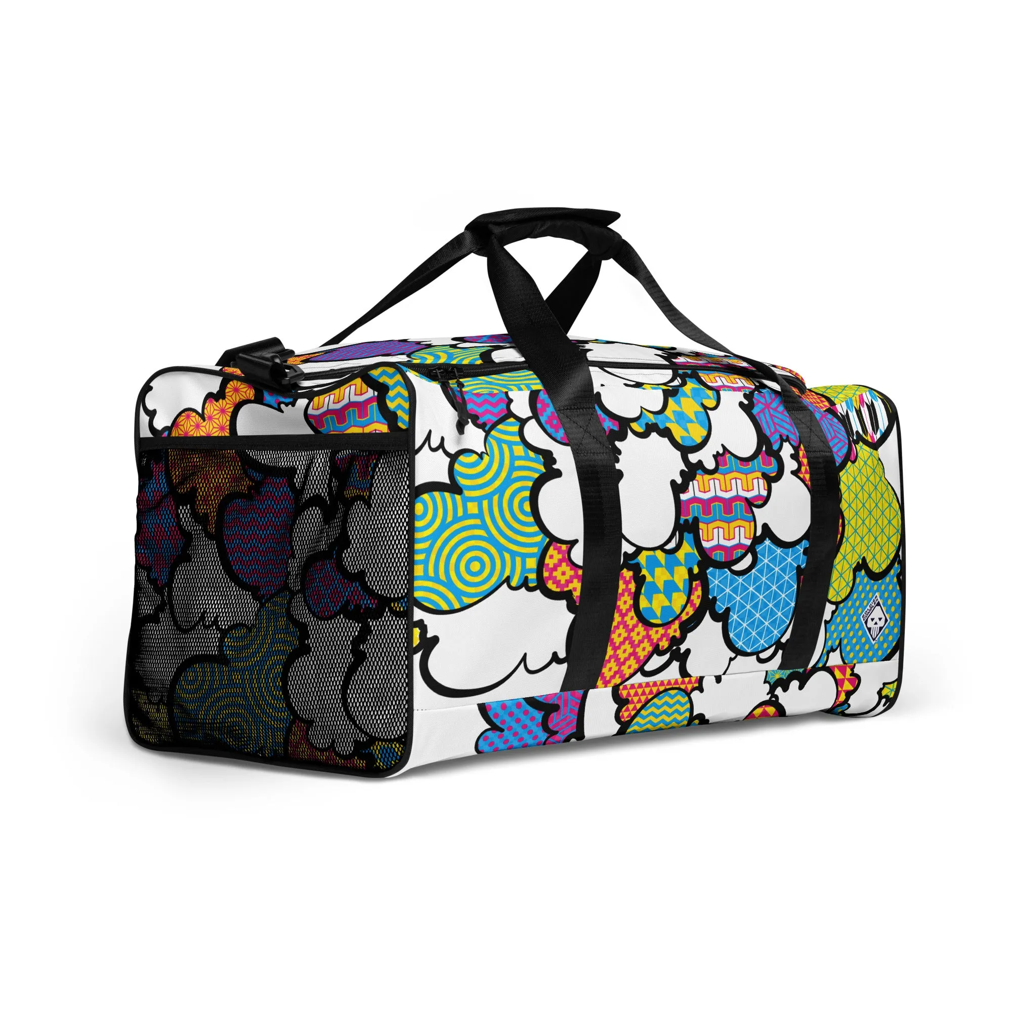 Eye-Catching CMYK Graffiti Clouds Sports Duffle Bag for Gym and Travel