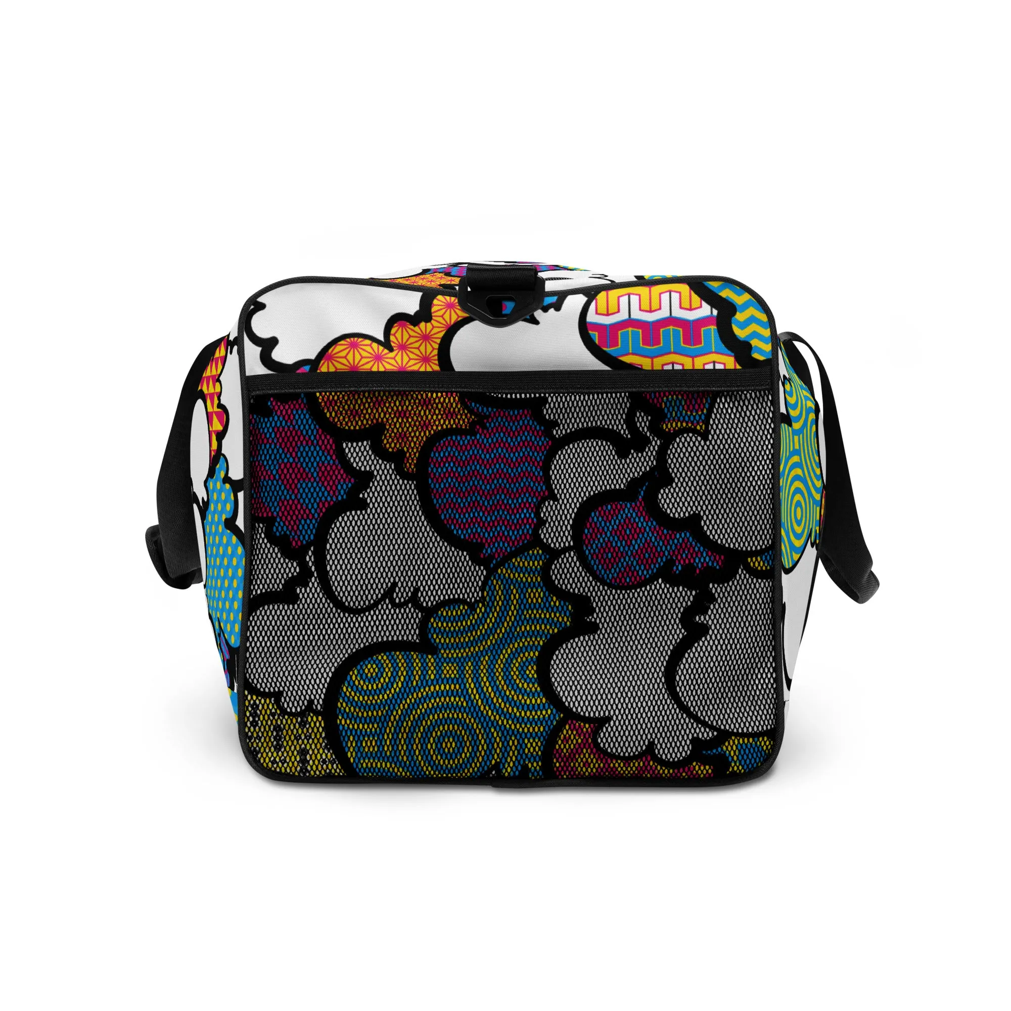 Eye-Catching CMYK Graffiti Clouds Sports Duffle Bag for Gym and Travel