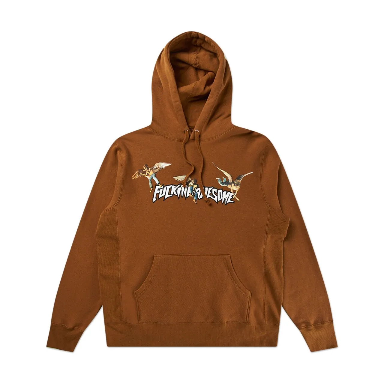 fucking awesome angel stamp hoodie (saddle brown)