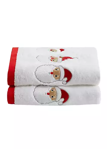 Fusion Christmas Santa Pair of Cotton Hand Towels | Kaleidoscope