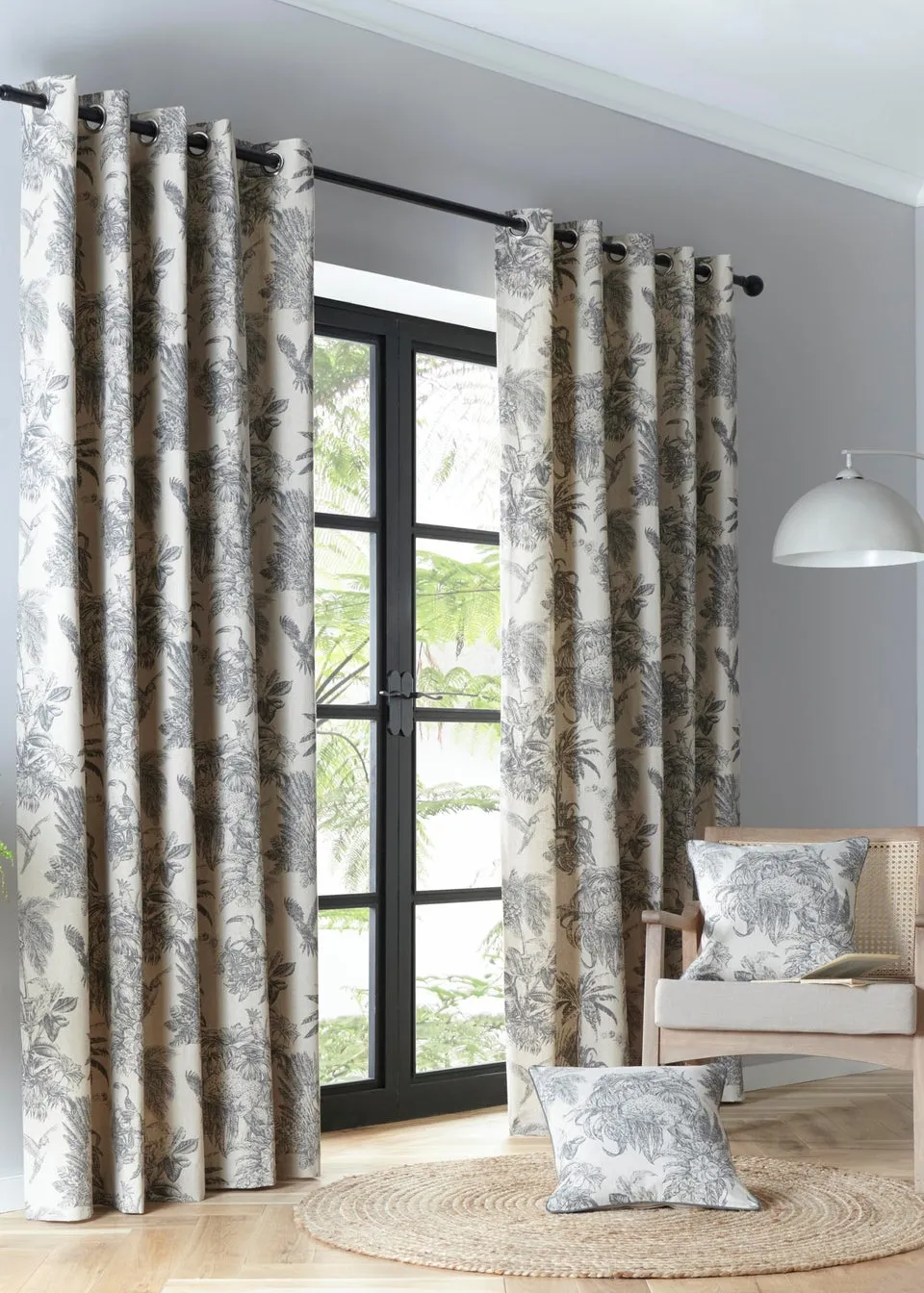 Fusion Saranda Grey Eyelet Curtains