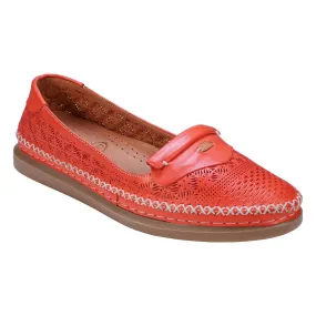 Ginger Red Perforated Leather Flats