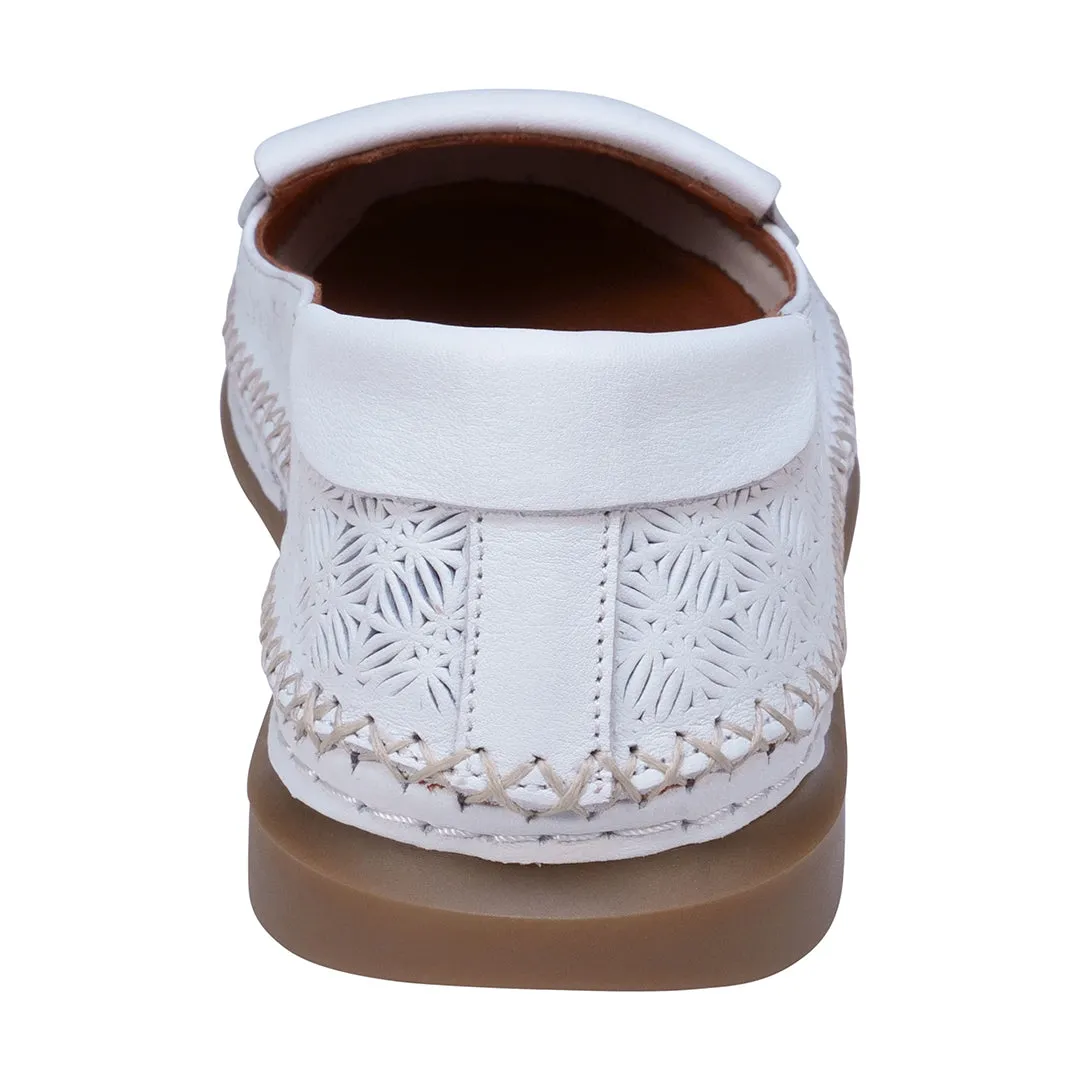 Ginger White Perforated Leather Flats