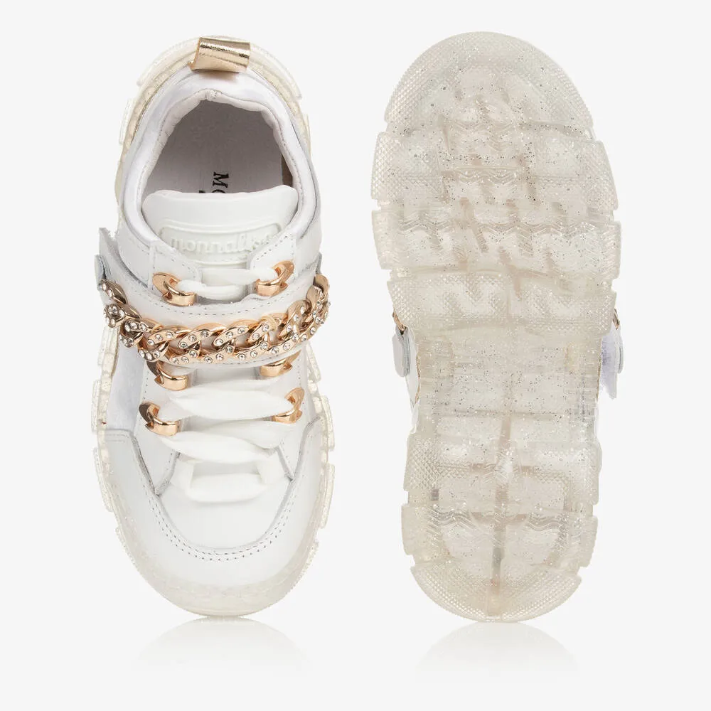 Girls White Chain Detail Trainers