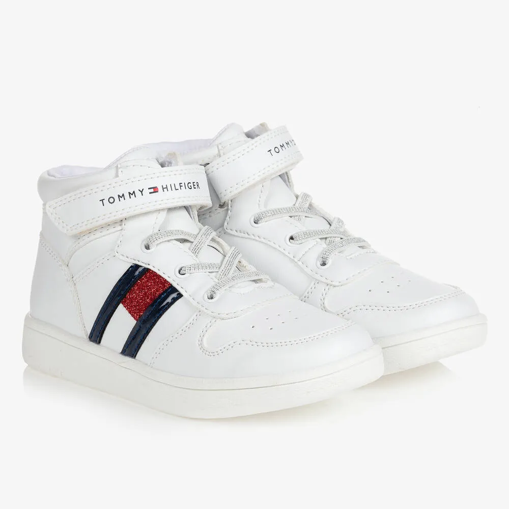 Girls White High-Top Trainers