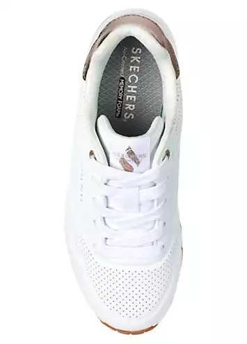 Girls White Uno Gen1 Shimmer Away Trainers by Skechers | Look Again