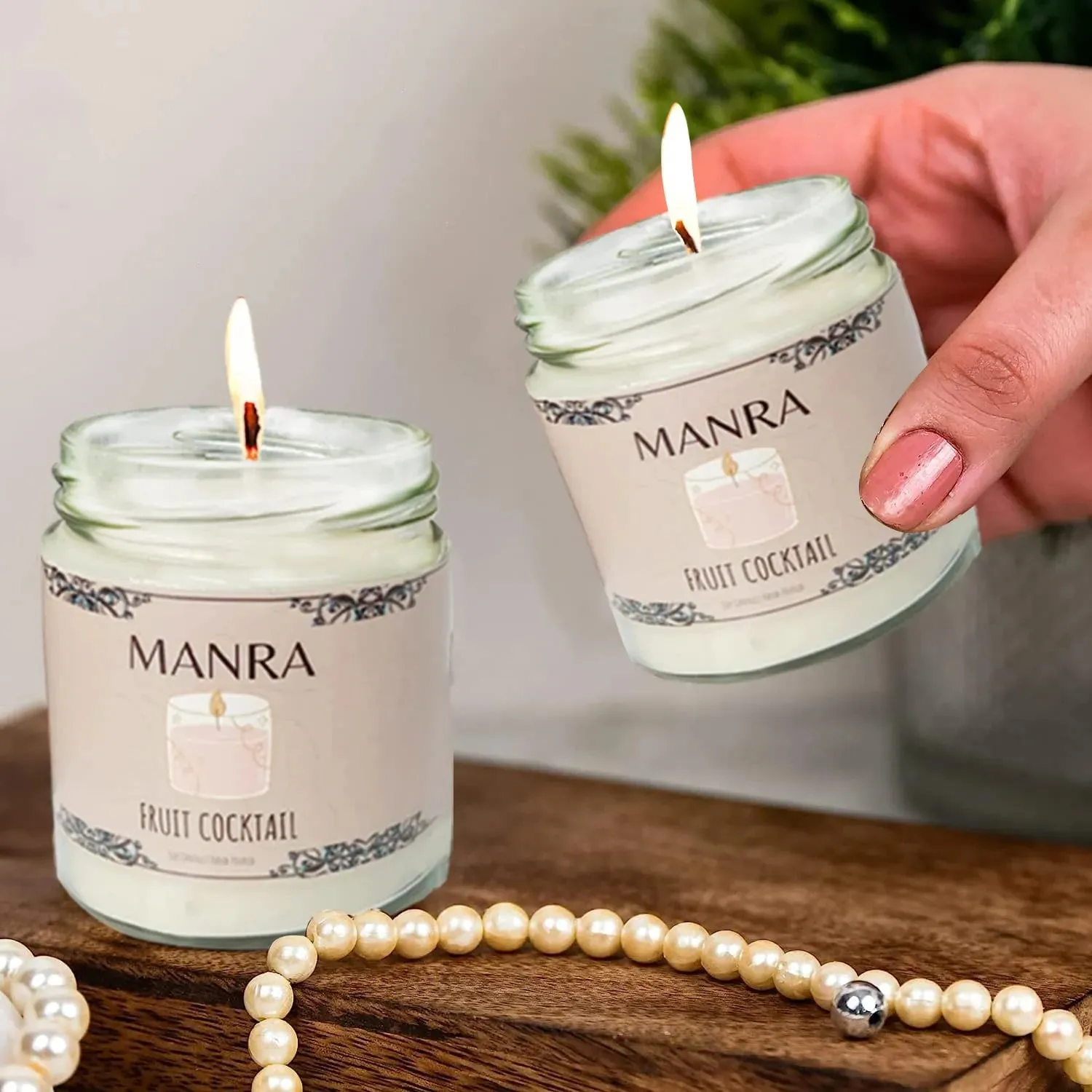 Handcrafted Mixed Fruit Scented Soy Candles by Manra - Burn time 36 hours each candle