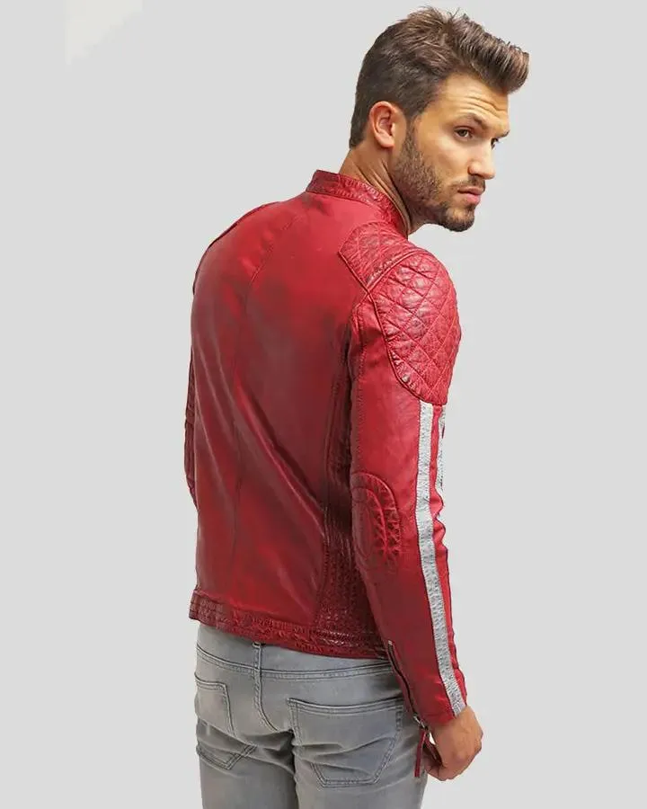 Hank Red Quilted Leather Jacket