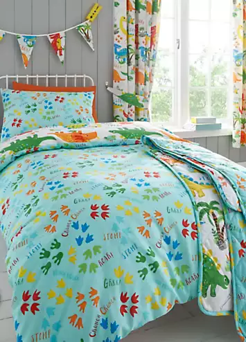 Happy Linen Co. Dinky Dino Reversible Duvet Cover Set | Kaleidoscope