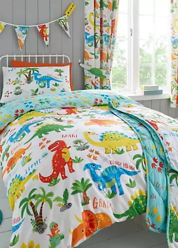 Happy Linen Co. Dinky Dino Reversible Duvet Cover Set | Kaleidoscope