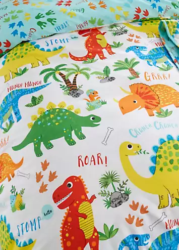 Happy Linen Co. Dinky Dino Reversible Duvet Cover Set | Kaleidoscope